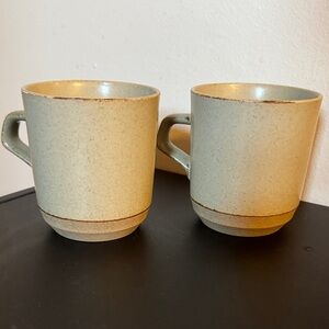Kinto Stoneware Beige/Green Porcelain Coffee Mug - Set of 2